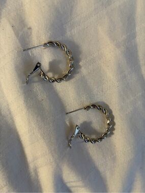Twisted Silver Hoops. Twist Rope Hoop
